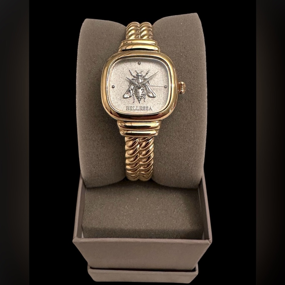 BELLEZZA Barberini Bee Bronze Rope Cuff Watch Gold & Silver - NEW IN BOX w/tags